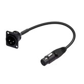 Roar XLR Male Chassis to Female XLR 0.3m patch panel rack